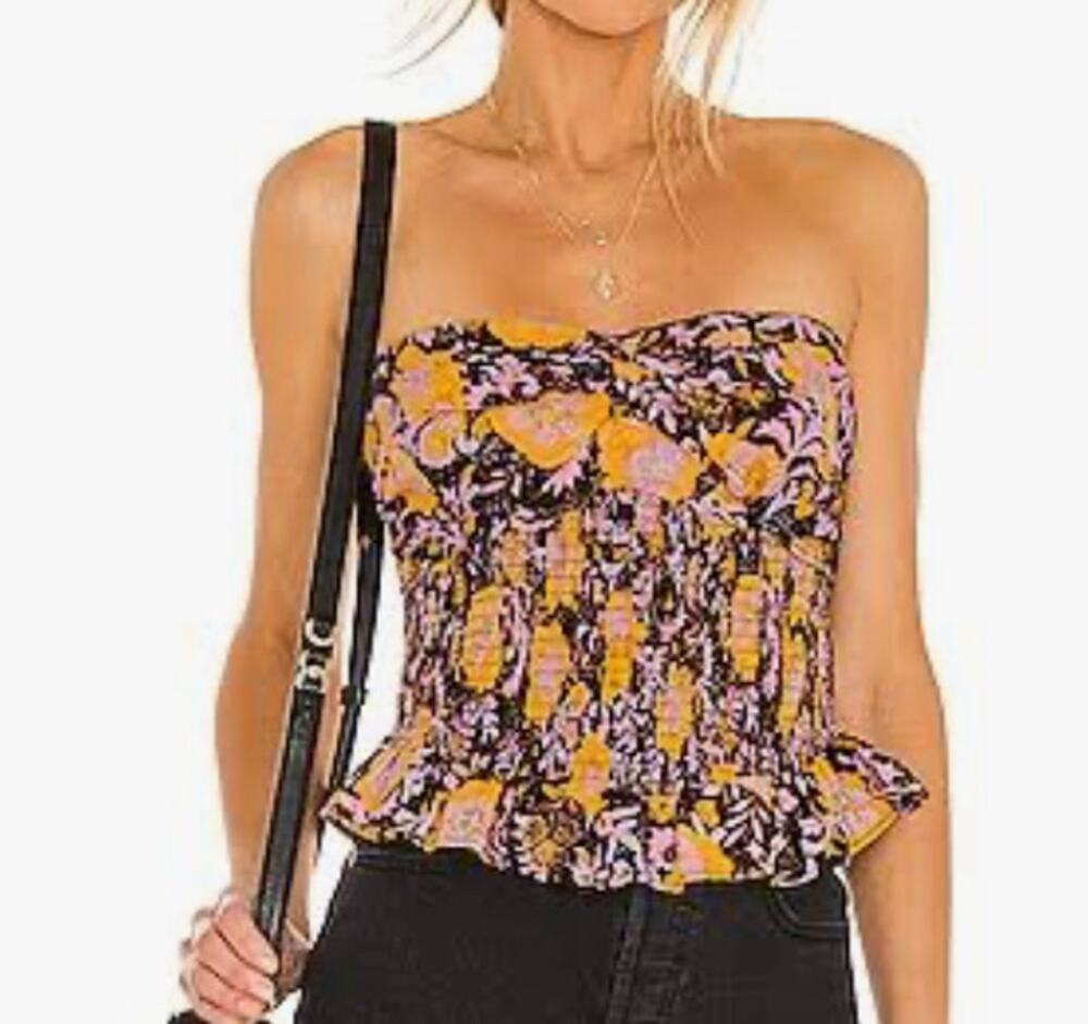 Womens Free People One More Time Tube Top in Twilight Combo Size L EUC!